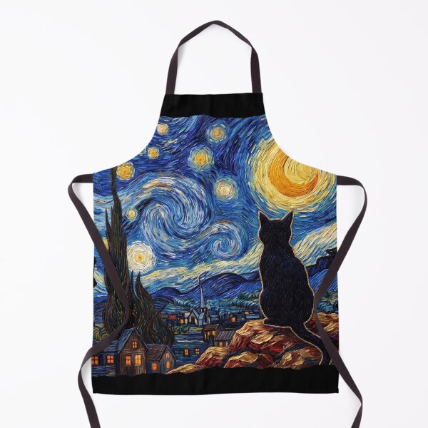 Item preview, Starry Night Black Cat - Van Gogh Inspired Feline Art designed and sold by Shopeon Designs.