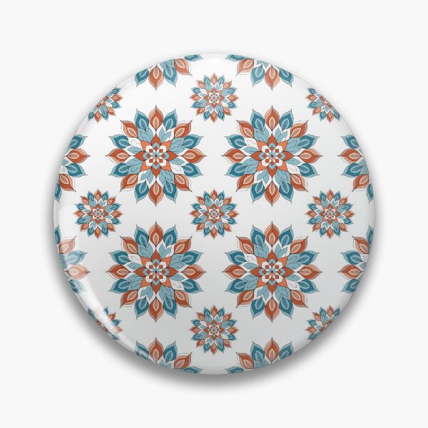 Item preview, Burnt Orange Blue Thai Floral Pattern on Black designed and sold by Mousy17.