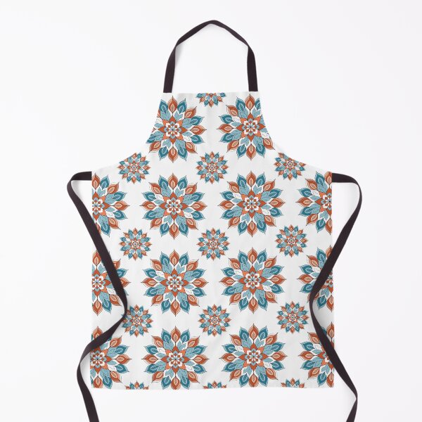 Item preview, Burnt Orange Blue Thai Floral Pattern on Black designed and sold by Mousy17.