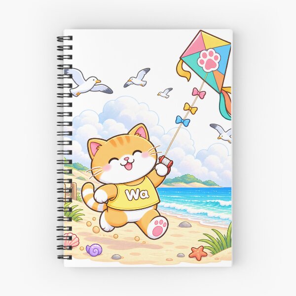 Item preview, Wa Cat Flying Kite at the Beach designed and sold by Wawa5656.