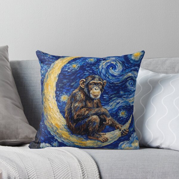 Item preview, Funny Chimpanzee Starry Night Painting Cute Moon Stars Boys Girls Kids designed and sold by FurryHavenPH.