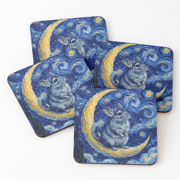 Item preview, Funny Chinchilla Starry Night Painting Cute Moon Stars Boys Girls Kids designed and sold by FurryHavenPH.