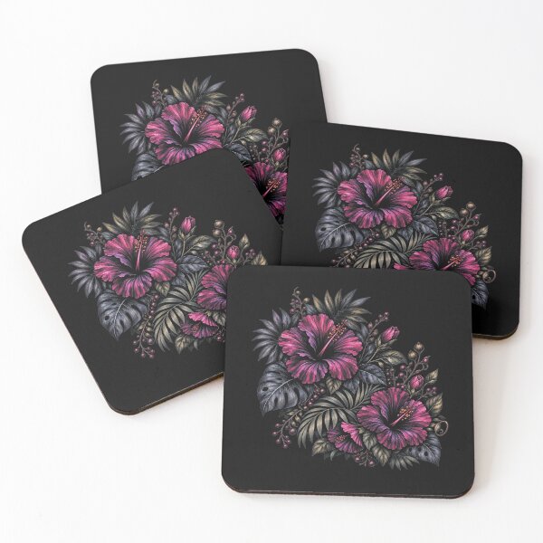 Item preview, Black Botanical Hibiscus | Dark Tropical Floral Art designed and sold by IamNolmo.