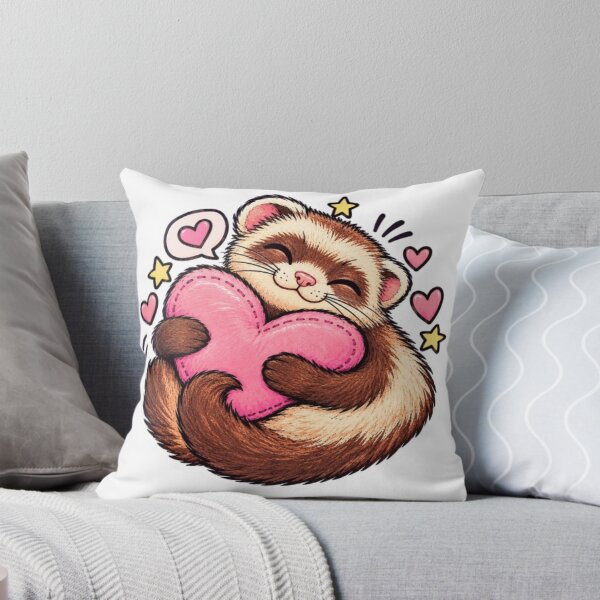 Item preview, Ferret Hugging a Pink Heart designed and sold by Snurly.