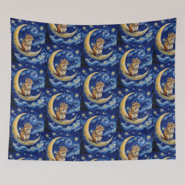 Item preview, Funny Chipmunk Starry Night Painting Cute Moon Stars Boys Girls Kids designed and sold by FurryHavenPH.