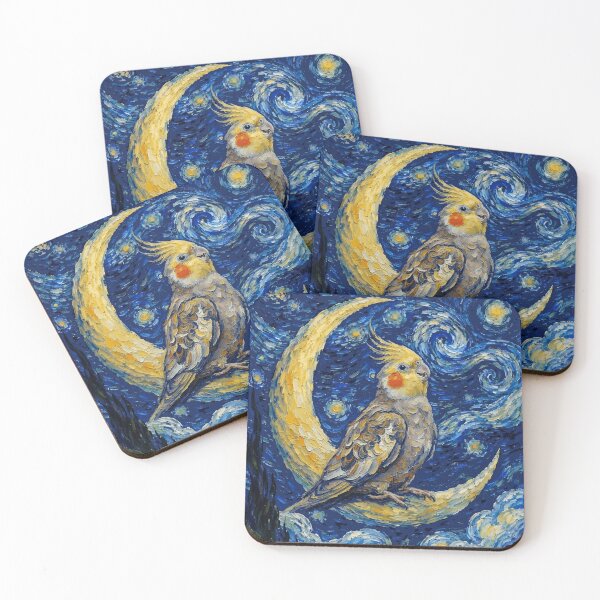 Item preview, Funny Cockatiel Bird Starry Night Painting Cute Moon Stars Boys Girls Kids designed and sold by FurryHavenPH.