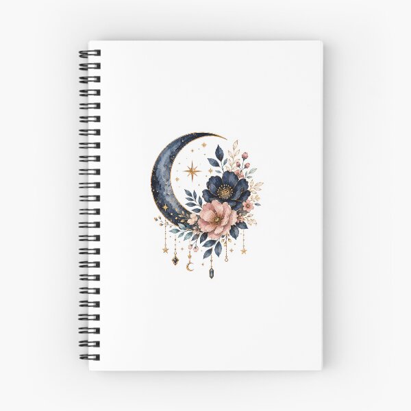 Item preview, Celestial Moon Floral Dreamcatcher Sticker | Navy & Pink Botanical Art designed and sold by PopStickerLab22.