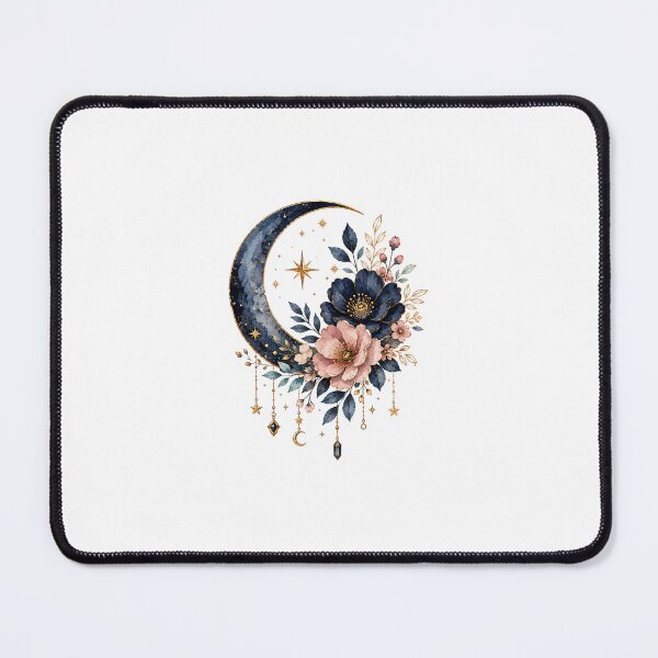 Item preview, Celestial Moon Floral Dreamcatcher Sticker | Navy & Pink Botanical Art designed and sold by PopStickerLab22.
