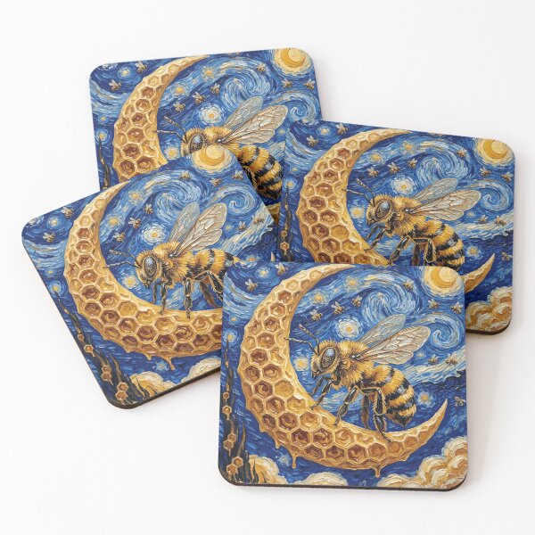 Item preview, Funny Bee Starry Night Painting Cute Moon Stars Boys Girls Kids designed and sold by FurryHavenPH.