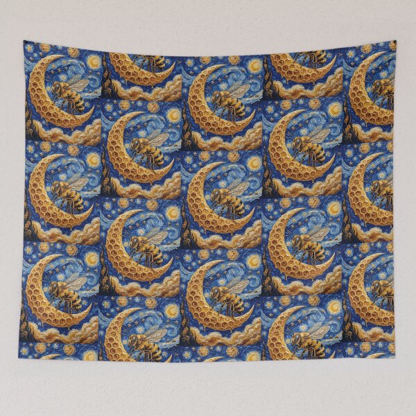 Item preview, Funny Bee Starry Night Painting Cute Moon Stars Boys Girls Kids designed and sold by FurryHavenPH.