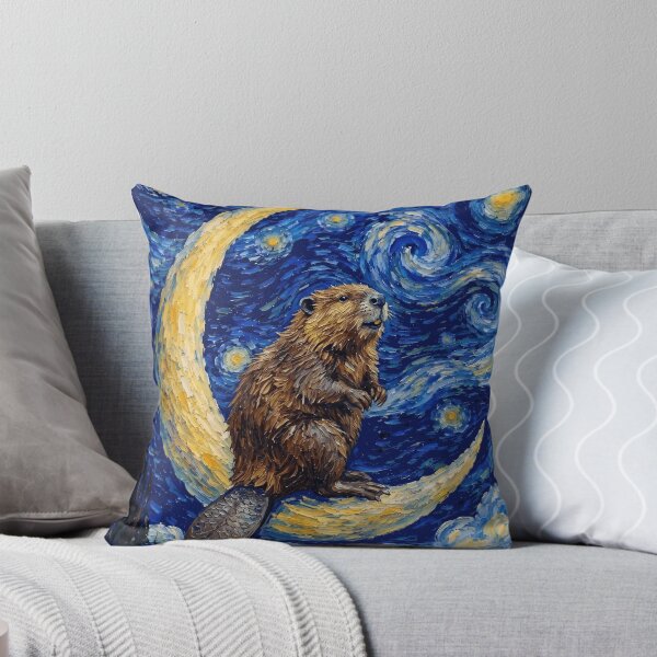 Item preview, Funny Beaver Starry Night Painting Cute Moon Stars Boys Girls Kids designed and sold by FurryHavenPH.