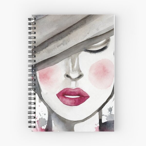Item preview, Mauve Mystery Woman Watercolor Portrait - Hat Covered Eyes Art designed and sold by MAISON SYLVIE.