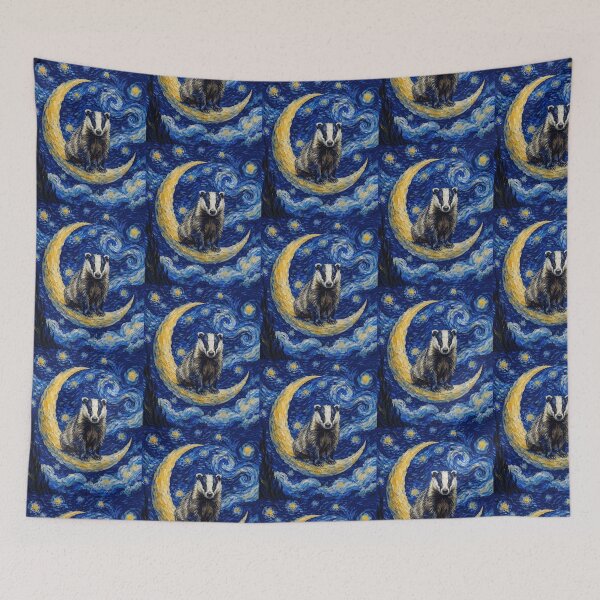 Item preview, Funny Badger Starry Night Painting Cute Moon Stars Boys Girls Kids designed and sold by FurryHavenPH.