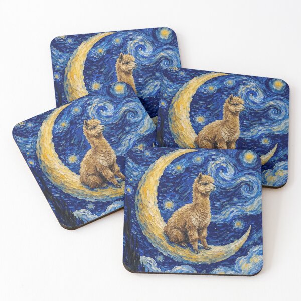 Item preview, Funny Alpaca Starry Night Painting Cute Moon Stars Boys Girls Kids designed and sold by FurryHavenPH.
