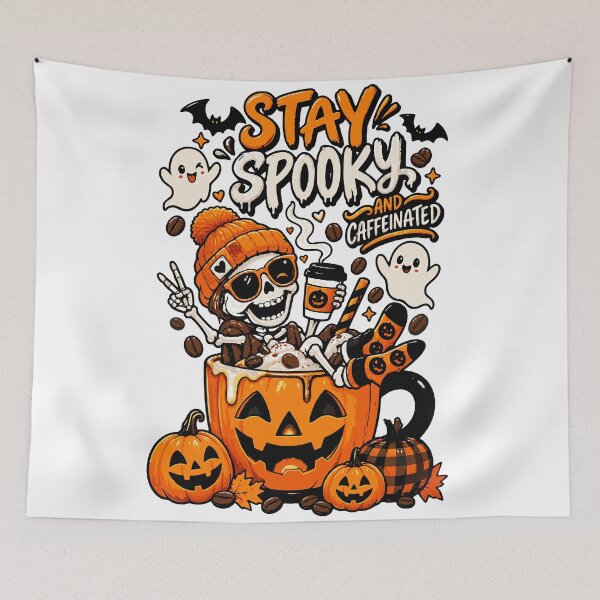 Item preview, Stay Spooky and Caffeinated Skeleton Halloween Coffee designed and sold by Sunday.Supply.