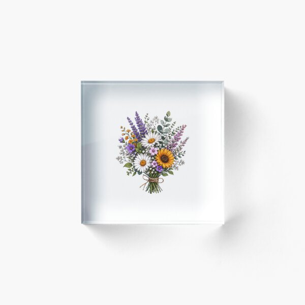 Aperçu de l'œuvre Autocollant Bouquet de Fleurs Sauvages | Illustration Florale Botanique Colorée créée et vendue par PopStickerLab22.
