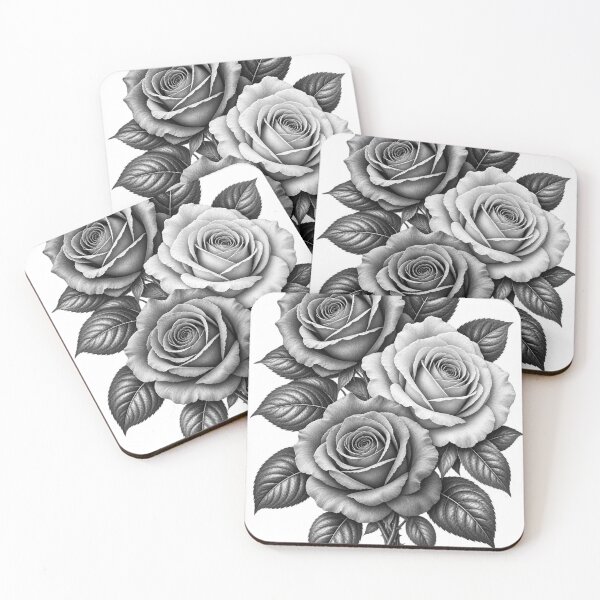 Item preview, Black and White Three Roses Floral Art designed and sold by Print Print On.