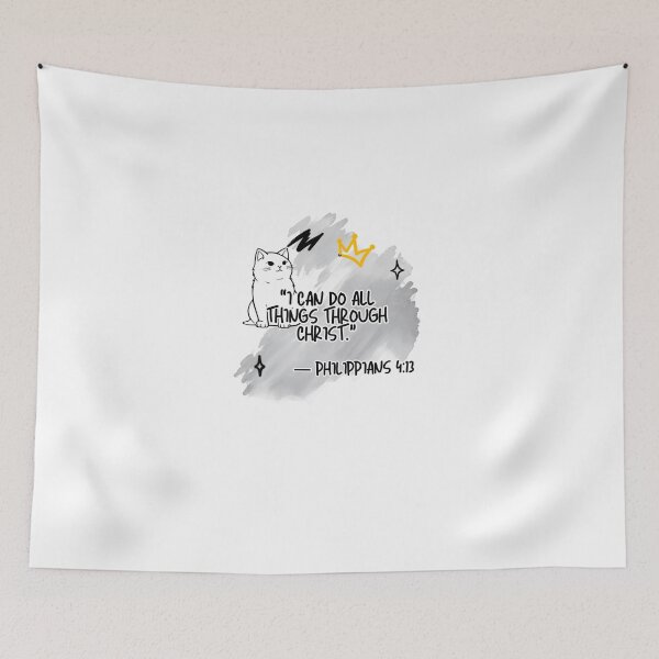 Item preview, Christian Bible Verse Philippians 4 13 Cat designed and sold by WelLarsDigitals.
