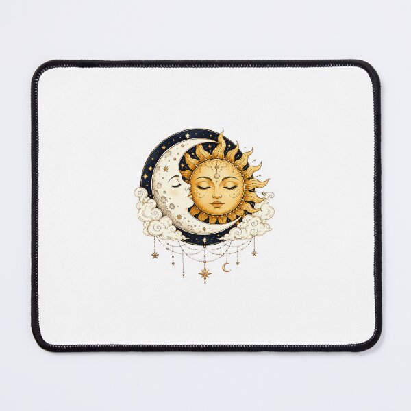 Aperçu de l'œuvre Autocollant céleste Soleil et Lune | Astrologie mystique Art bohème créée et vendue par PopStickerLab22.