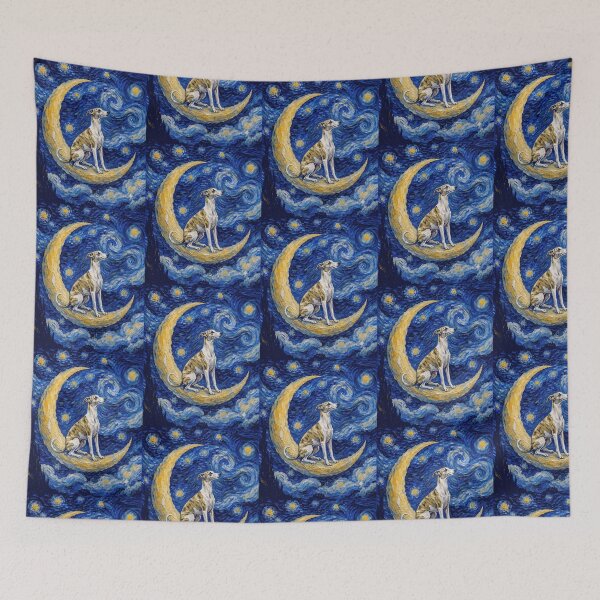 Item preview, Funny Whippet Starry Night Painting Cute Moon Stars Mom Dad Kids designed and sold by FurryHavenPH.