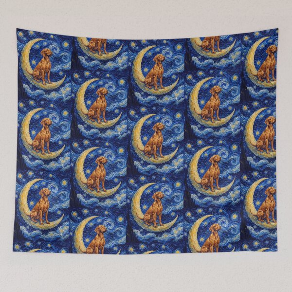 Item preview, Funny Vizsla Starry Night Painting Cute Moon Stars Mom Dad Kids designed and sold by FurryHavenPH.