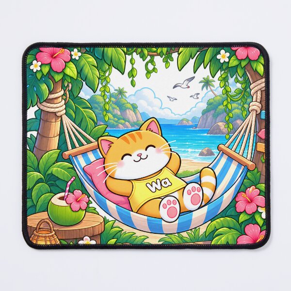 Item preview, Wa Cat Relaxing in a Tropical Hammock designed and sold by Wawa5656.
