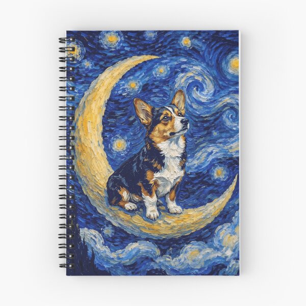 Item preview, Funny Tri Color Corgi Starry Night Painting Cute Moon Stars Mom Dad Kids designed and sold by FurryHavenPH.