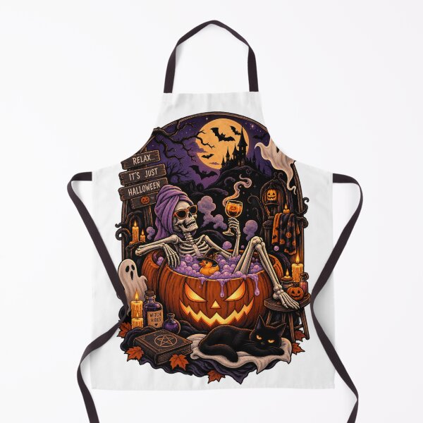 Item preview, Relax It’s Just Halloween Skeleton Pumpkin Bath designed and sold by Bybushralab.