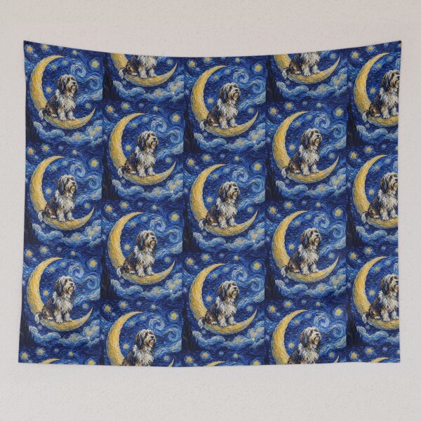 Item preview, Funny Tibetan Terrier Starry Night Painting Cute Moon Stars Mom Dad Kids designed and sold by FurryHavenPH.