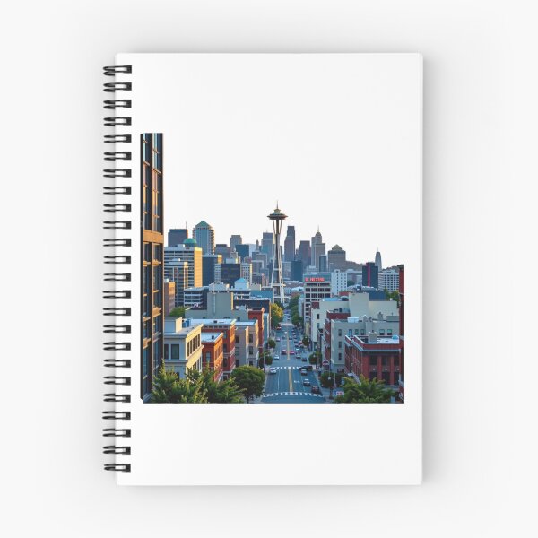 Item preview, Ulica Seattle o Zachodzie Słońca z Widokiem na Space Needle designed and sold by NeonSketch Lab.