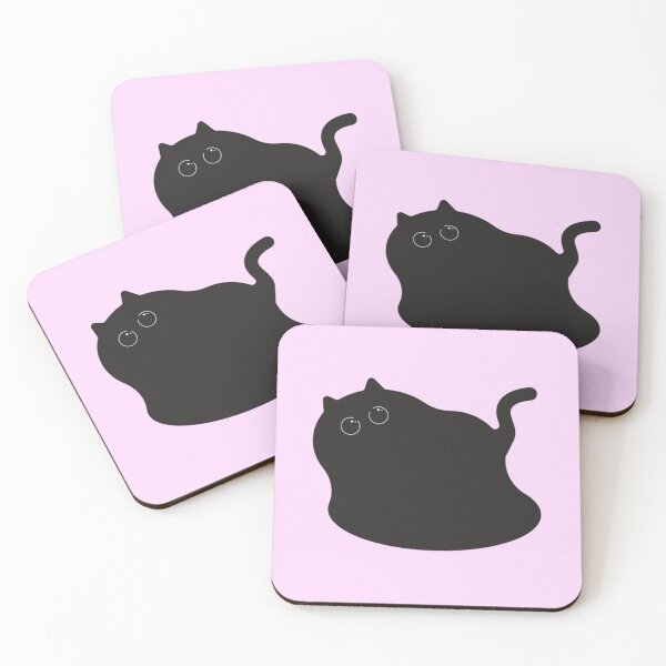 Item preview, black cat wiggly boba chibi cute rounded whimsical twee design #8 designed and sold by Kyna Arts.