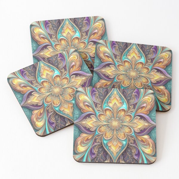 Item preview, Intricate Ornate Mandala Pattern in Teal and Gold designed and sold by Frackxion.