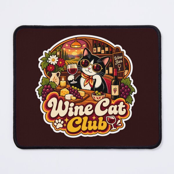 Item preview, Retro Wine Cat Club 70s Aesthetic designed and sold by Retro Whiskers.