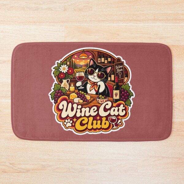 Item preview, Retro Wine Cat Club 70s Aesthetic designed and sold by Retro Whiskers.