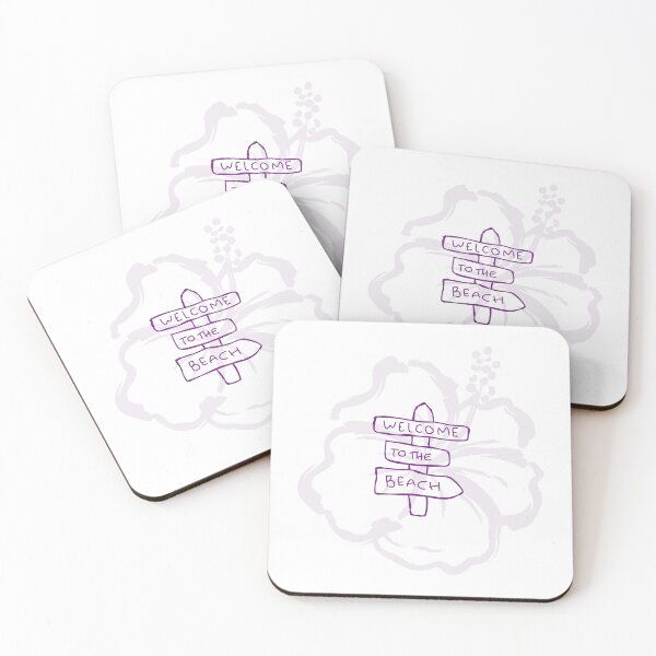 Item preview, Welcome To The Beach Purple Hibiscus Sign designed and sold by L98-Studio.