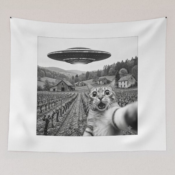 Item preview, Shocked Cat’s Vineyard Alien Selfie designed and sold by Shopeon Designs.