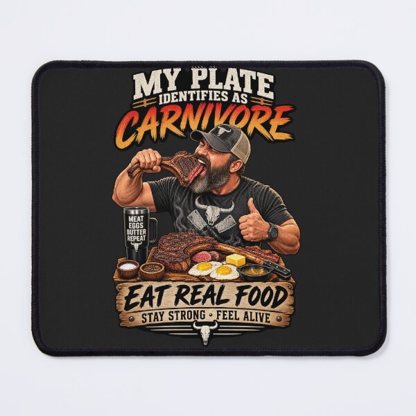 Item preview, MY PLATE IDENTIFIES ME AS CARNIVORE - EAT REAL FOOD STAY STRONG FEEL ALIVE designed and sold by CarnivoreGifts.