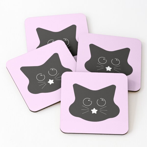 Item preview, black cat face boba chibi cute rounded whimsical twee design #9 designed and sold by Kyna Arts.