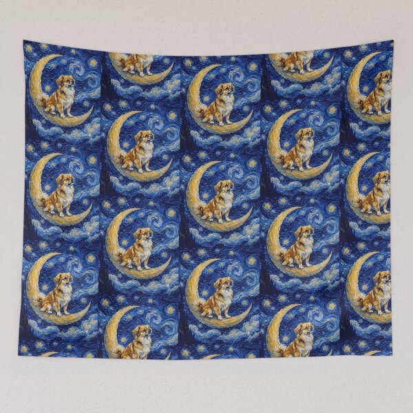 Item preview, Funny Tibetan Spaniel Starry Night Painting Cute Moon Stars Mom Dad Kids designed and sold by FurryHavenPH.