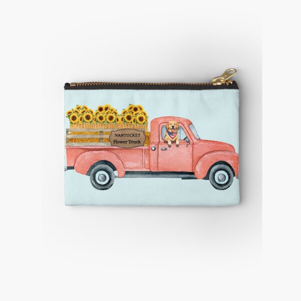 Item preview, Nantucket Autumn Flower Truck with Golden Retriever designed and sold by Coastal Joy.