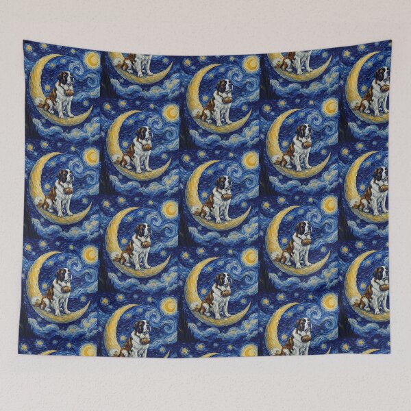 Item preview, Funny St. Bernard Starry Night Painting Cute Moon Stars Mom Dad Kids designed and sold by FurryHavenPH.