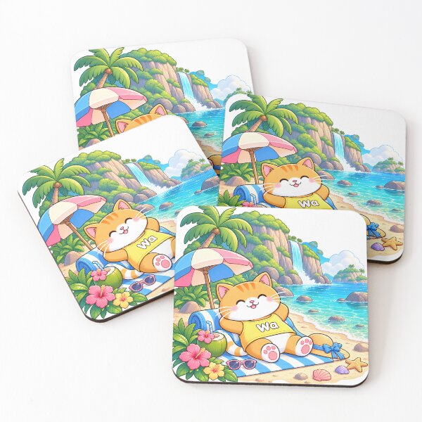 Item preview, Wa Cat Relaxing on a Tropical Beach designed and sold by Wawa5656.
