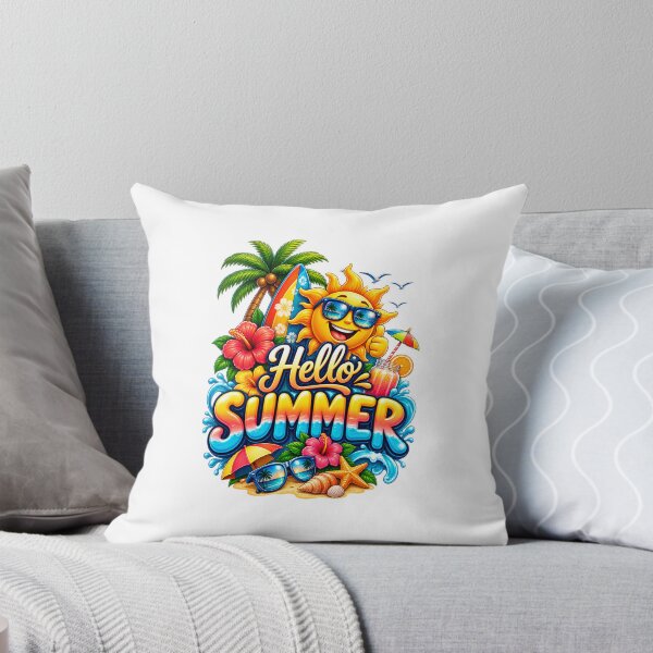 Item preview, Hello Summer Tropical Beach Sticker – Colorful Summer Vacation Design designed and sold by DarshanHubli.