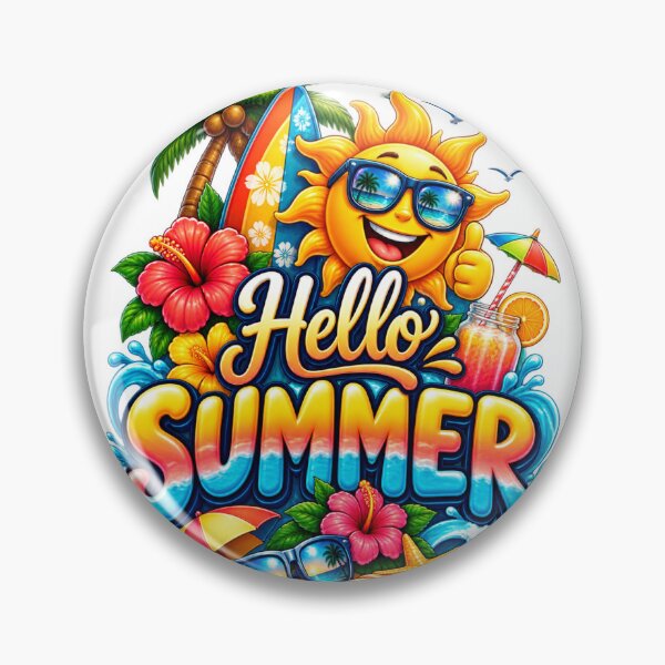 Item preview, Hello Summer Tropical Beach Sticker – Colorful Summer Vacation Design designed and sold by DarshanHubli.