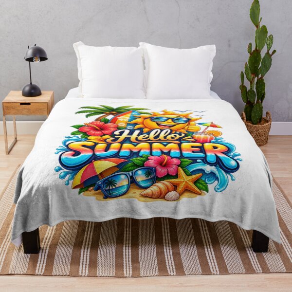 Item preview, Hello Summer Tropical Beach Sticker – Colorful Summer Vacation Design designed and sold by DarshanHubli.