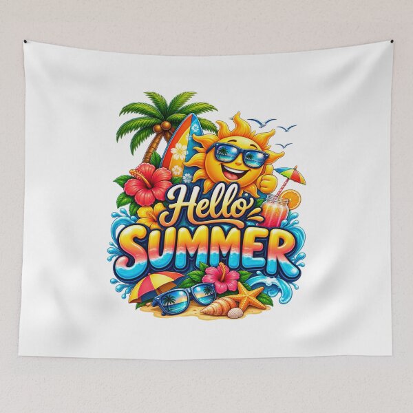 Item preview, Hello Summer Tropical Beach Sticker – Colorful Summer Vacation Design designed and sold by DarshanHubli.