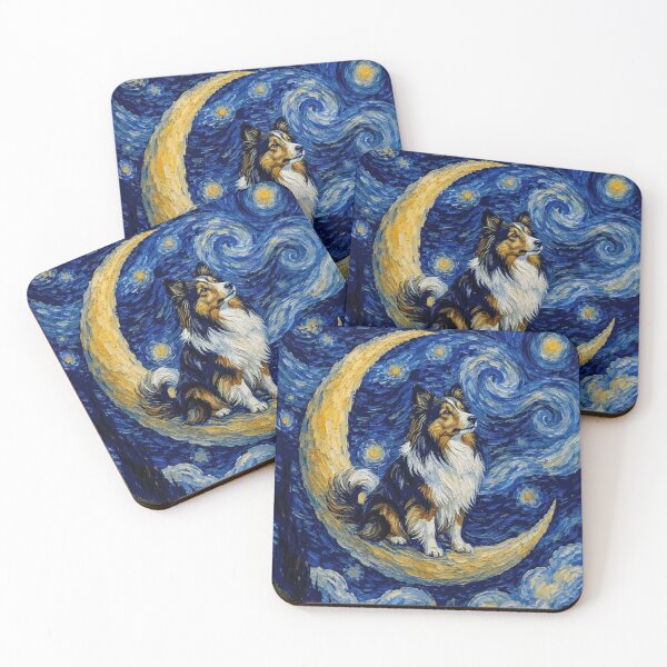 Item preview, Funny Shetland Sheep Sheltie Starry Night Painting Cute Moon Stars Mom Dad Kids designed and sold by FurryHavenPH.