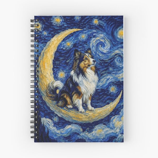 Item preview, Funny Shetland Sheep Sheltie Starry Night Painting Cute Moon Stars Mom Dad Kids designed and sold by FurryHavenPH.