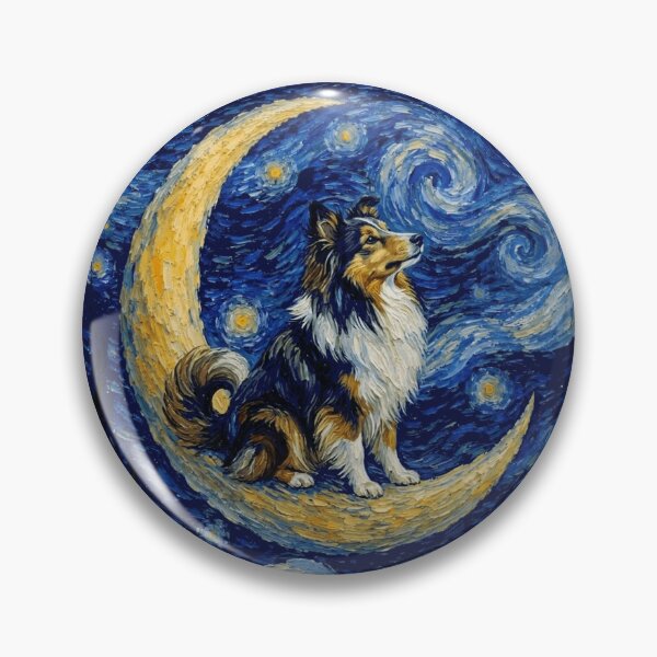 Item preview, Funny Sheltie Starry Night Painting Cute Moon Stars Mom Dad Kids designed and sold by FurryHavenPH.