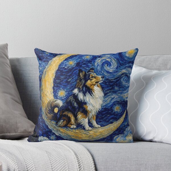 Item preview, Funny Sheltie Starry Night Painting Cute Moon Stars Mom Dad Kids designed and sold by FurryHavenPH.
